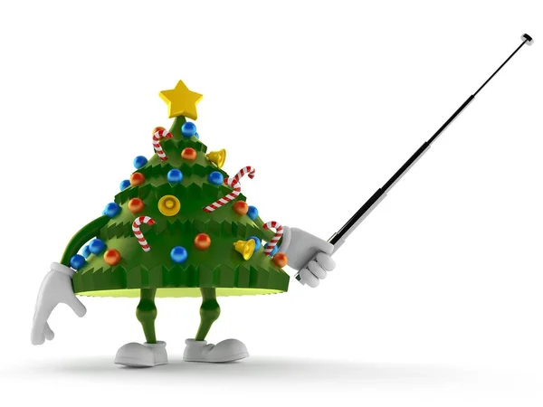 Christmas tree character aiming with pointer stick — Stock Photo, Image