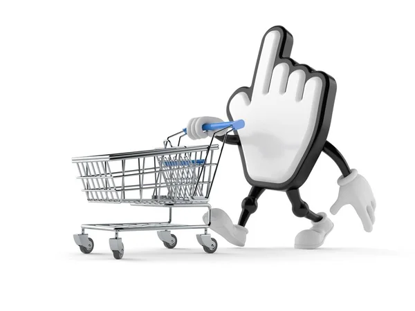 Cursor character with shopping cart — ストック写真