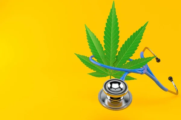 Cannabisblad med stetoskop — Stockfoto