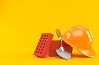 Sert şapkalı mala ve tuğla.