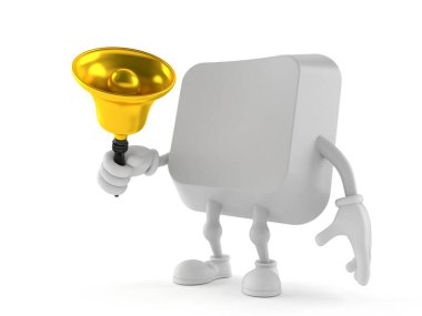 Bir el zili çalan bilgisayar anahtarı karakteri