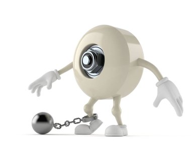 Skateboard wheel character with prison ball