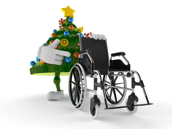 Christmas tree character with wheelchair — Stock Photo, Image