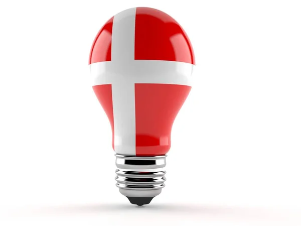 Žárovka s dánskou vlajkou — Stock fotografie