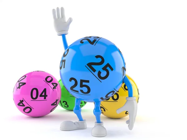 Lotto personaje de la bola con la mano arriba — Foto de Stock