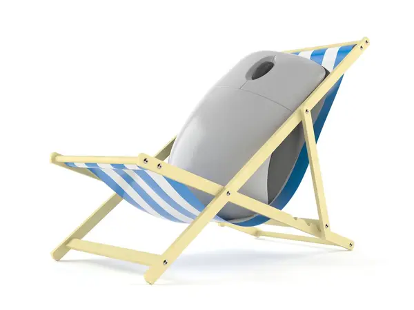 Computer mouse on deck chair — Stock Photo, Image