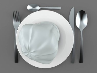 Şef şapkalı yemek.
