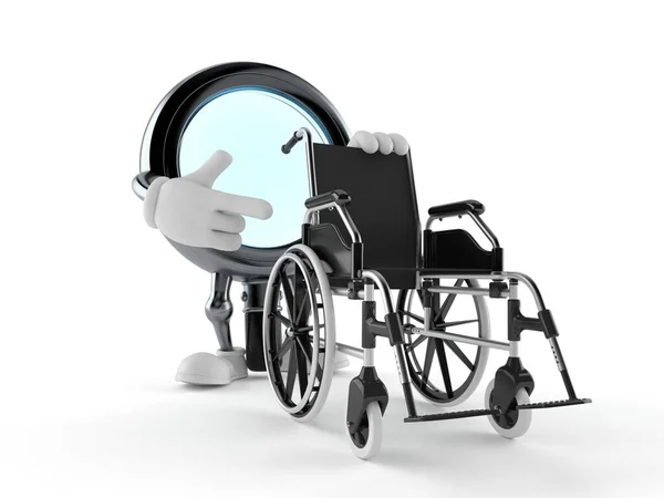 Magnifying glass character with wheelchair — Stock Photo, Image