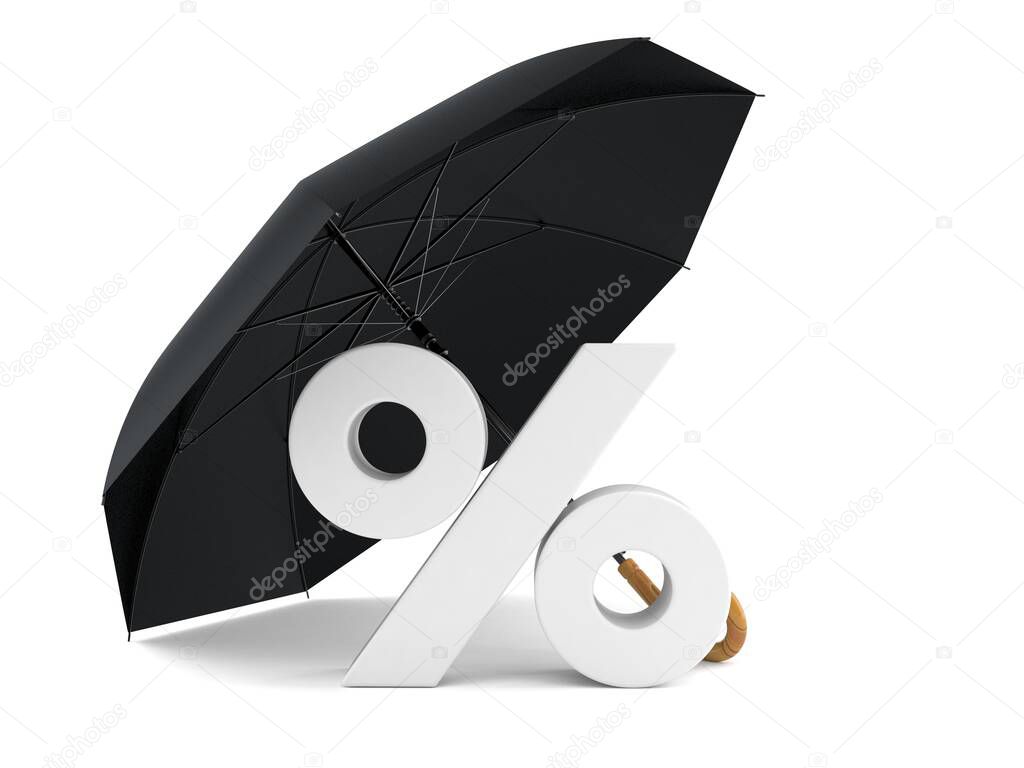 Umbrella with percentage symbol