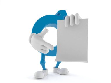 Erkek cinsiyet sembolü karakteri boş kağıt tutuyordu