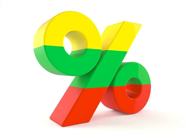 Símbolo percentual com bandeira lituana — Fotografia de Stock