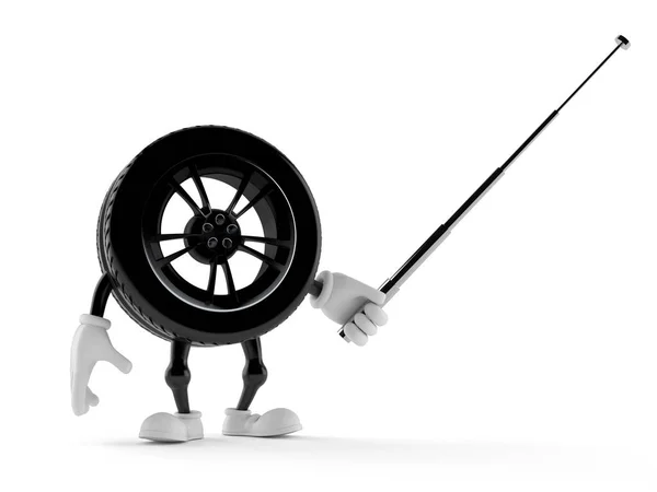 Характер колеса автомобиля с палкой указателя — стоковое фото