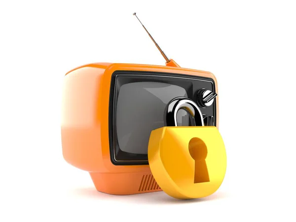 TV velha com cadeado — Fotografia de Stock