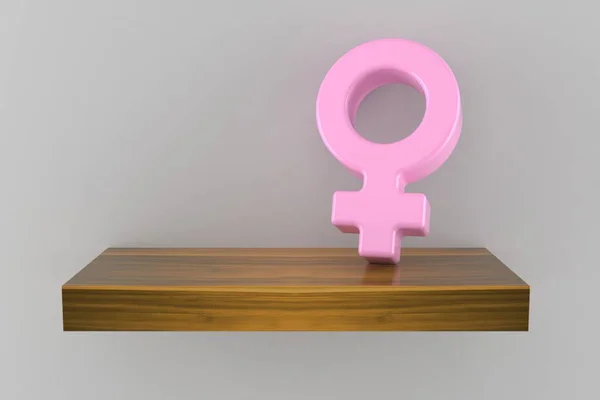 Símbolo de género femenino en estante de madera —  Fotos de Stock