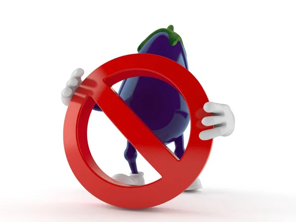 Eggplant character with forbidden symbol — Stock Photo, Image