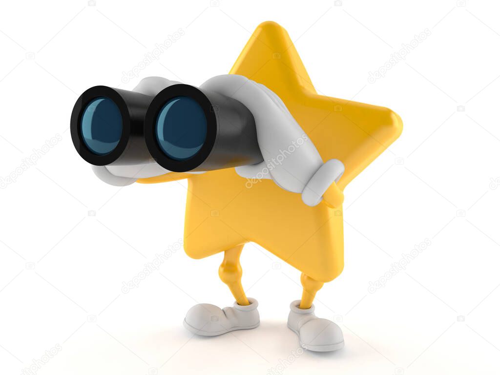 Star character looking through binoculars