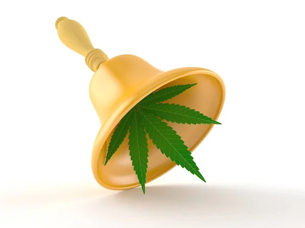 Hoja de cannabis con campana de mano —  Fotos de Stock