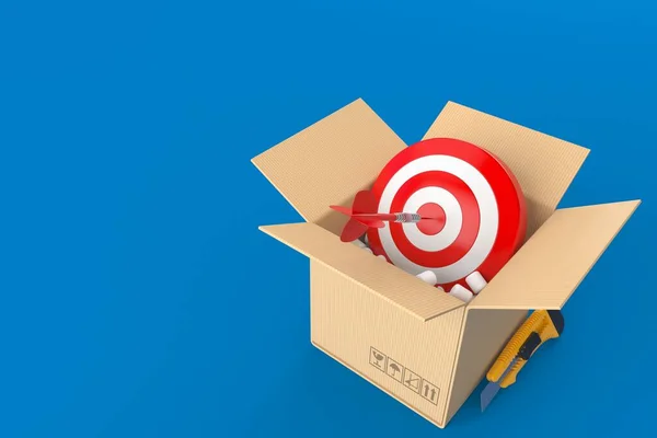 Bull's eye inside cardboard box — Stock Photo, Image