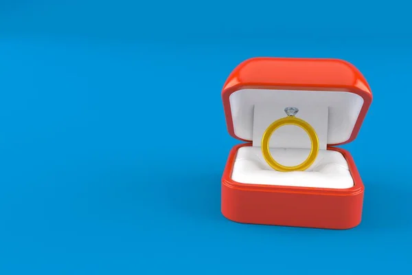 Anel de noivado dentro da caixa de anel de noivado — Fotografia de Stock