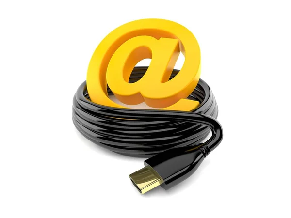 Символ электронной почты с кабелем hdmi — стоковое фото