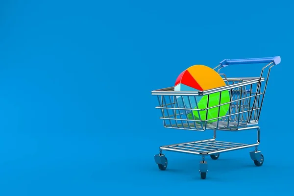 Gráfico de tortas dentro do carrinho de compras — Fotografia de Stock