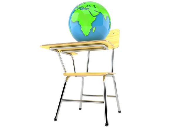 Globo mundial na cadeira da escola — Fotografia de Stock