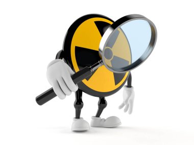 Radyoaktif karakter büyüteç tutuyor