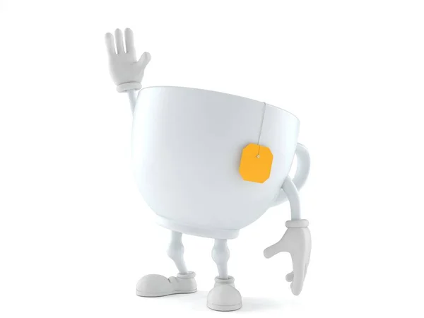Tea cup character with hand up
