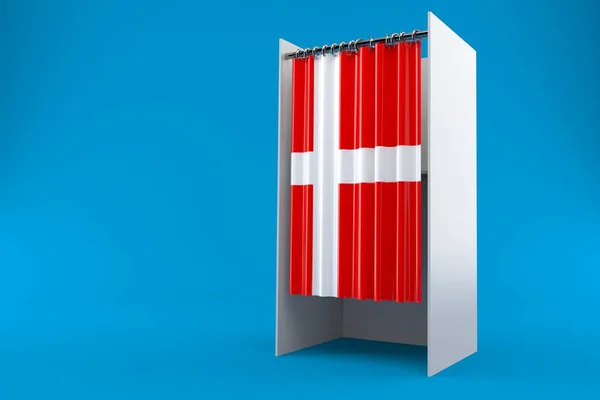 Wahlkabinett mit dänischer Flagge — Stockfoto