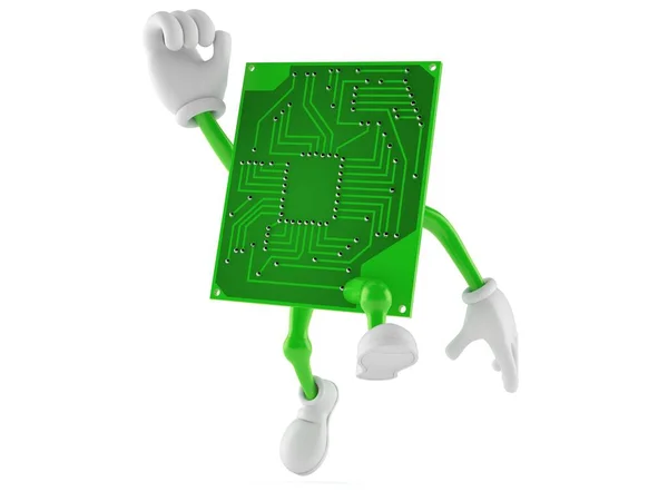 Circuit board character jumping in joy — Stock Photo, Image