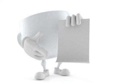 Çay fincanı karakteri boş kağıt tutuyordu.