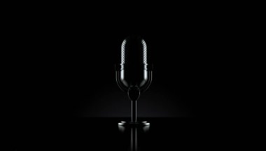 Siyah arkaplanda radyo mikrofonu