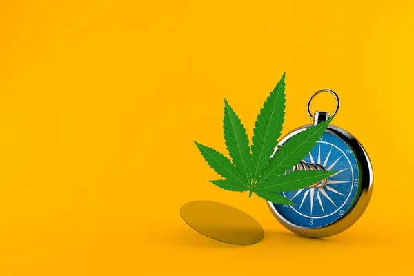 Cannabisblad med kompass — Stockfoto