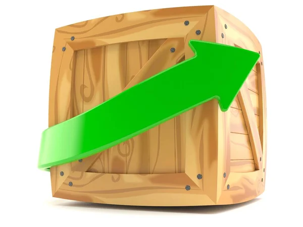 Caisse de fret avec flèche verte — Photo