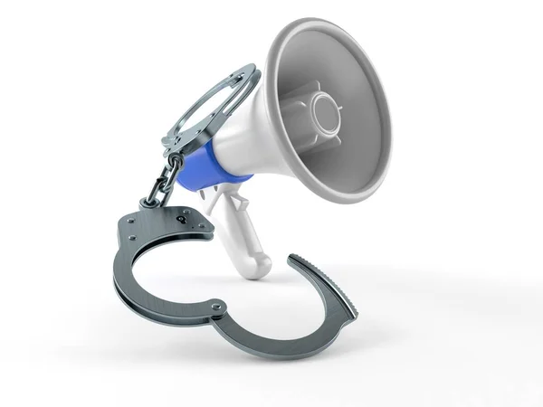 Мегафон з наручниками — стокове фото
