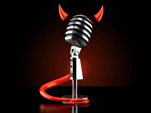 Microphone with devil horns and tail