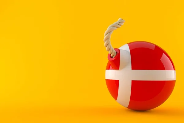 덴마크 국기가 달린 폭탄 — 스톡 사진
