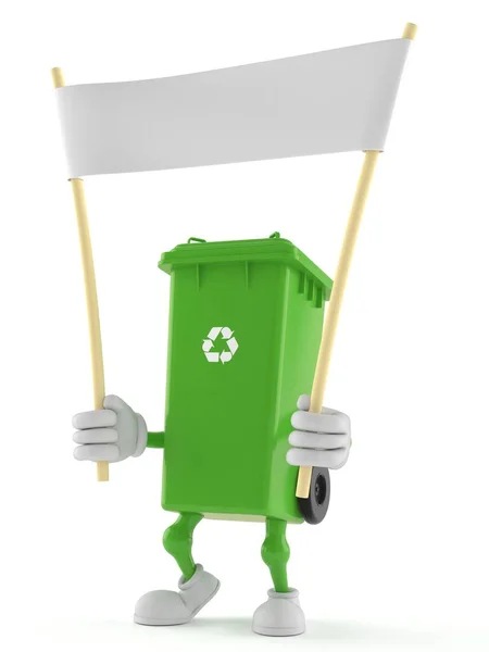 Dustbin character holding blank banner — ストック写真