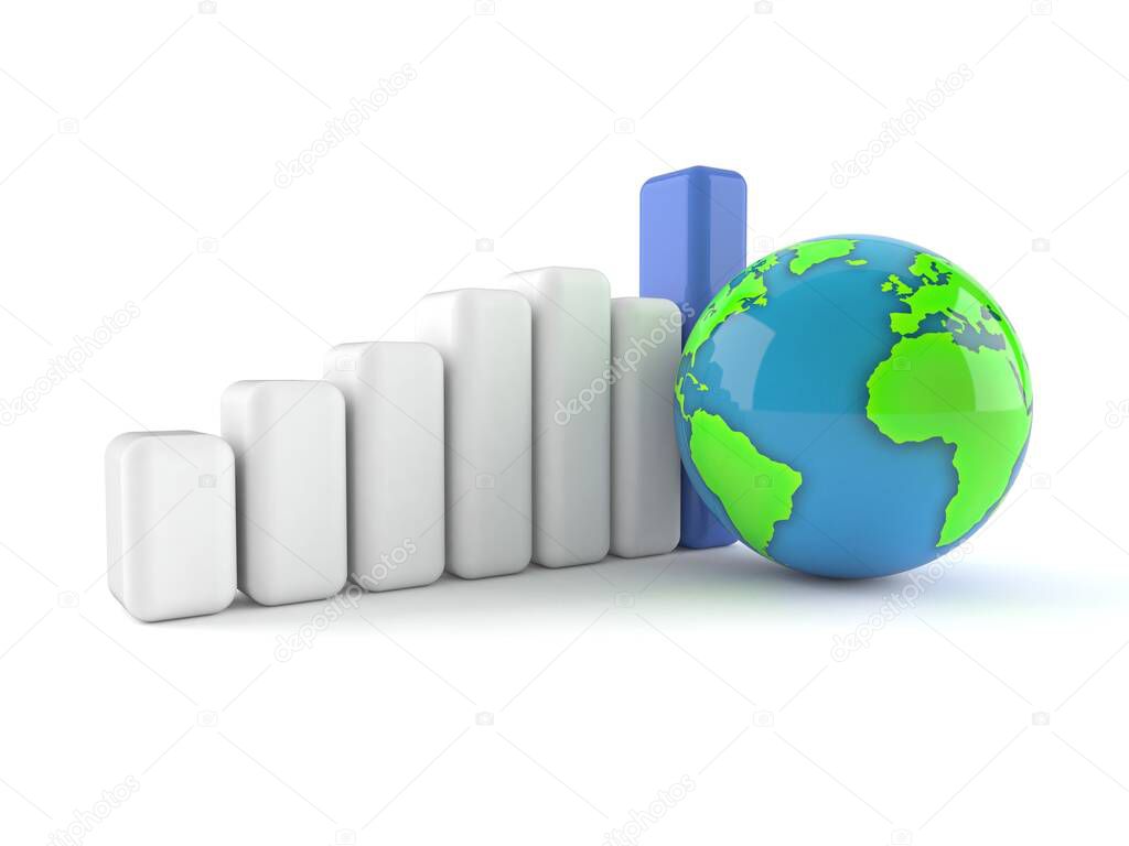 World globe with chart