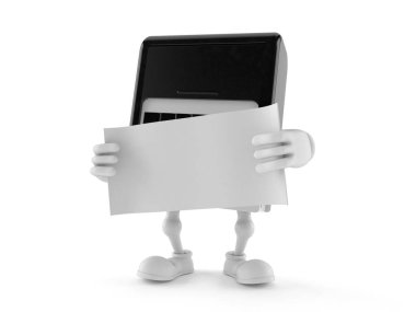 Kauçuk damga karakteri boş kağıt tutuyordu