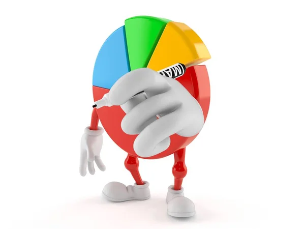 Pie chart character holding marker — Stock Photo, Image