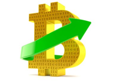 Yeşil oklu Bitcoin sembolü