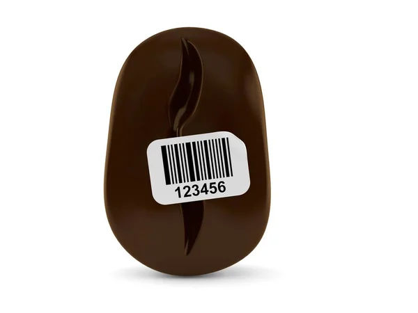 Biji kopi dengan stiker barcode — Stok Foto
