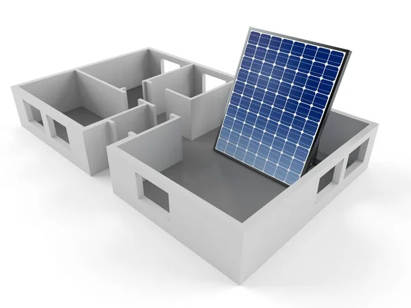 Panel fotovoltaico dentro del plano de la casa — Foto de Stock