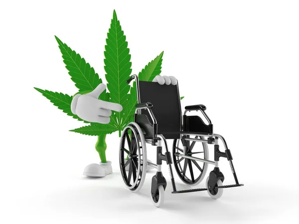 Cannabis karaktär med rullstol — Stockfoto