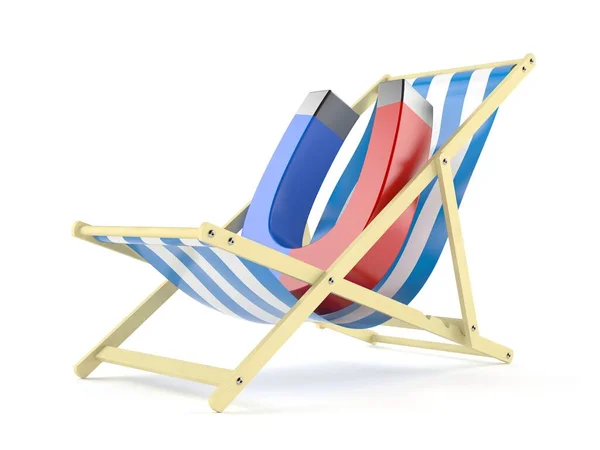 Horseshoe magnet on deck chair — Stock Photo, Image