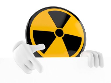 Beyaz panonun arkasını gösteren radyoaktif karakter