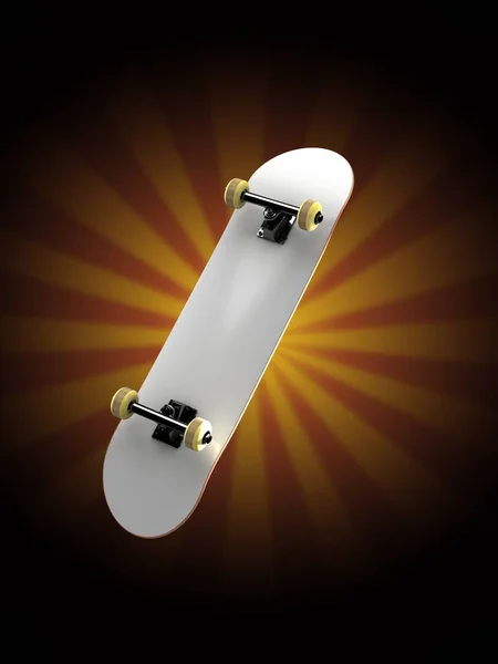Skateboard sur fond de rayons — Photo