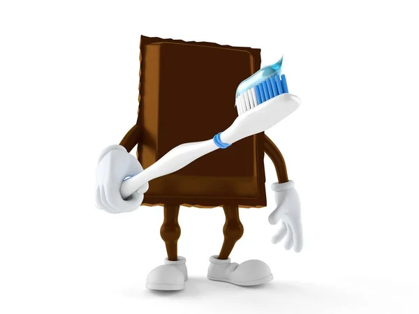 Choklad karaktär hålla tandborste — Stockfoto