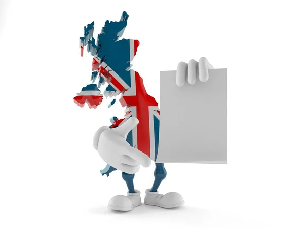 UK karakter met blanco vel papier — Stockfoto